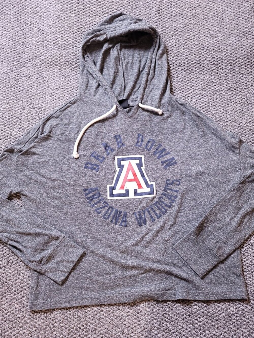 Arizona Wildcats Cropped Hoodie Womens XL Bear Down Sweatshirt Gray Pullover
